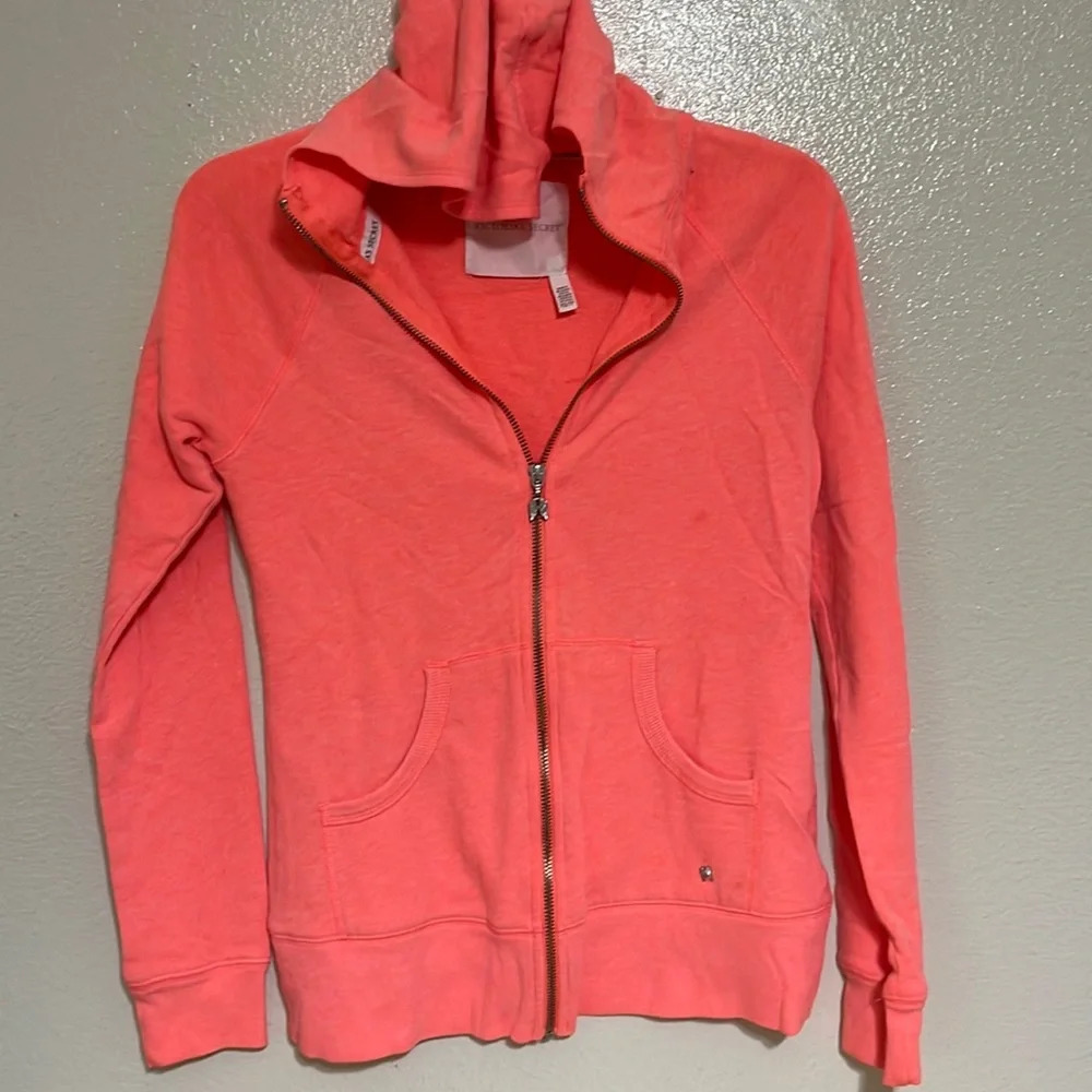 Victoria’s Secret zip up hoodie fluorescent hot pink sz XS (b1) - Picture 2 of 16